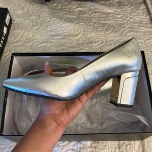 DKNY Silver point heels only worn ONCE!